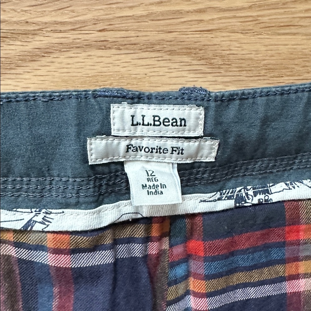 L.L. Bean favorite fit navy cargo pants flannel lining women's size 12 regular - Picture 4 of 7